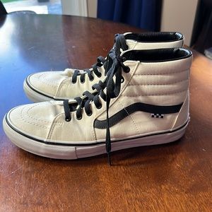 Vans Black and White Sk-8 Hi Skateboarding Shoes